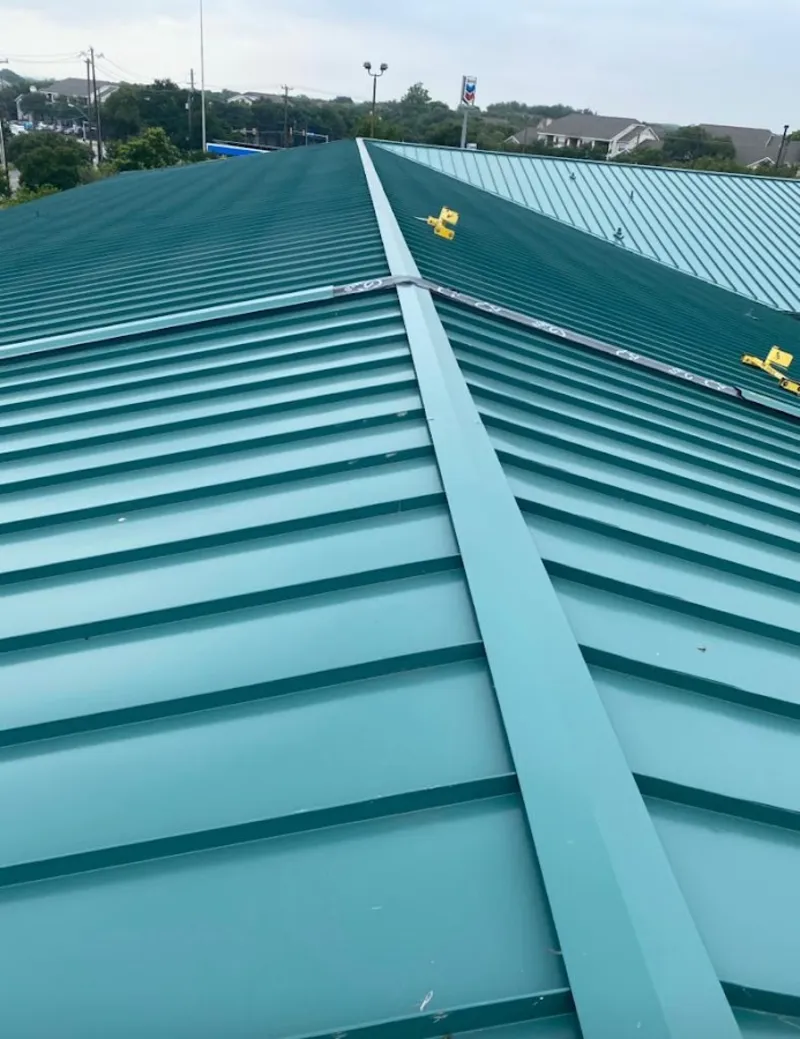 Green commercial metal roof ridge and valley for Metal Roof Repair in Graham